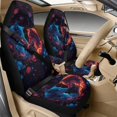 thumbnail image 2 of Xoenoiee Wolf Fire Flower Pattern Faux Leather Interior Accessories Set of 5, Waterproof Car Seat Cover Car Seatbelt Cover Armrest Cover Pad Universal Fit Truck SUV, 2 of 7