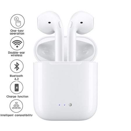 Bluetooth Headphones Wireless Earbuds Stereo Earphone Cordless Sport Headsets for iphone X Xs Max 8 plus 7 plus with Charging Case (Best Cordless Headphones For Iphone)