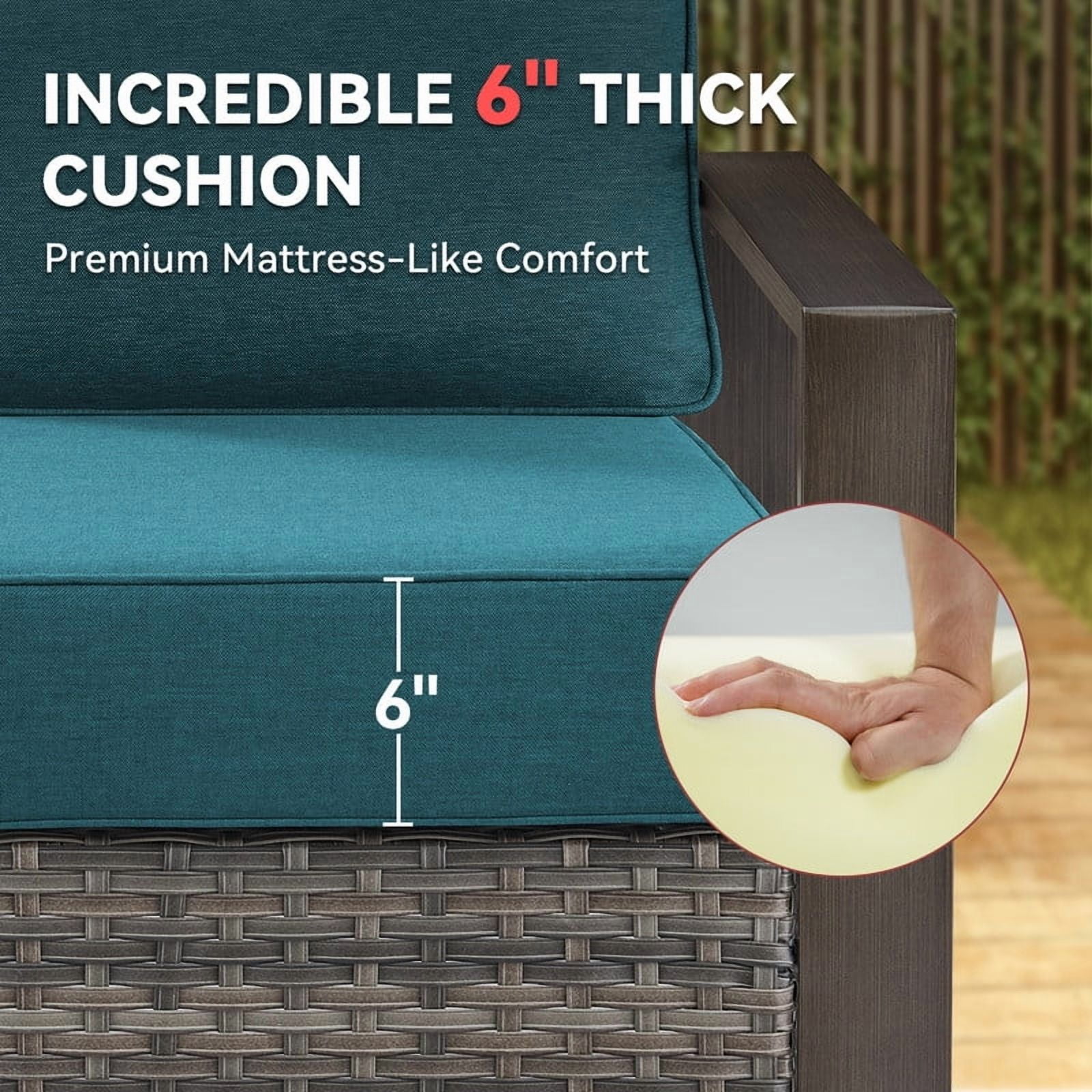 Gymojoy 24 in. x 24 in. x 6 in.Deep Seat Cushion Set, Olefin 2-Piece Deep Seating Outdoor Replacement Lounge Chair loveseat Sofa Cushion in Peacock Blue