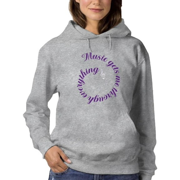 Music Gets Me Spiral Quote Hoodie Women -Smartprints Designs, Female 3X-Large