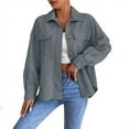 thumbnail image 3 of jobturf Corduroy Jacket Women Long Sleeve Button Down Shacket Casual Loose Coats Fall Winter Fashion Lightweight Jackets with Pockets, 3 of 7