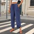 thumbnail image 6 of XFLWAM Capris Pants for Women Summer Baggy Elastic High Waist Cropped Trousers Casual Loose Wide Leg Pallazzo Pants Navy Blue XXL, 6 of 9