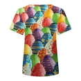 thumbnail image 4 of Daisyyozoid Chandail de Pâques Drôle pour Femmes, Imprimé d'Oeufs Colorés, Blouse Décontractée et Amusante à Manches Courtes, 4 of 5