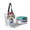 thumbnail image 2 of FORMRS Womens Canvas Tote Bag with Zipper Inner Pocket Shoulder Handbag, Gray Cute Dog Artist, 2 of 7