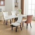 thumbnail image 2 of LegaHome Dining Room Chairs Set of 6, Modern Upholstered Velvet and PU Leather Dining Chair with Nailhead Trim&Solid Wood Legs, Tufted Button Padded Kitchen Dining Chairs Set, White&Pink, 2 of 10