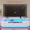 thumbnail image 4 of Afuhokles TV Stand for TVs up to 70 Inches with LED Lights and Power Outlets, Open Shelves, 6 PU Fabric Drawers, White, 4 of 9