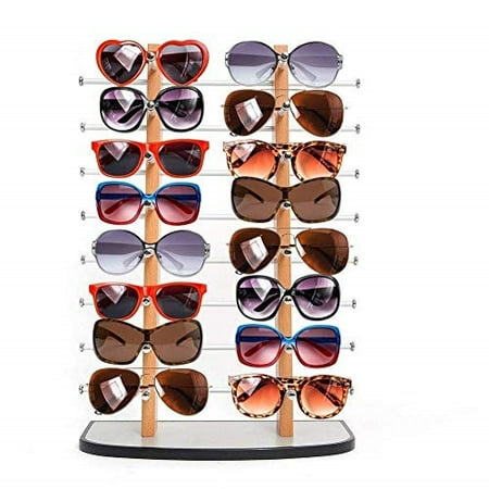Paershi Sunglass Display, Wooden Look Laminate Sunglasses Display Rack, Eyewear Display up to 16 Glasses