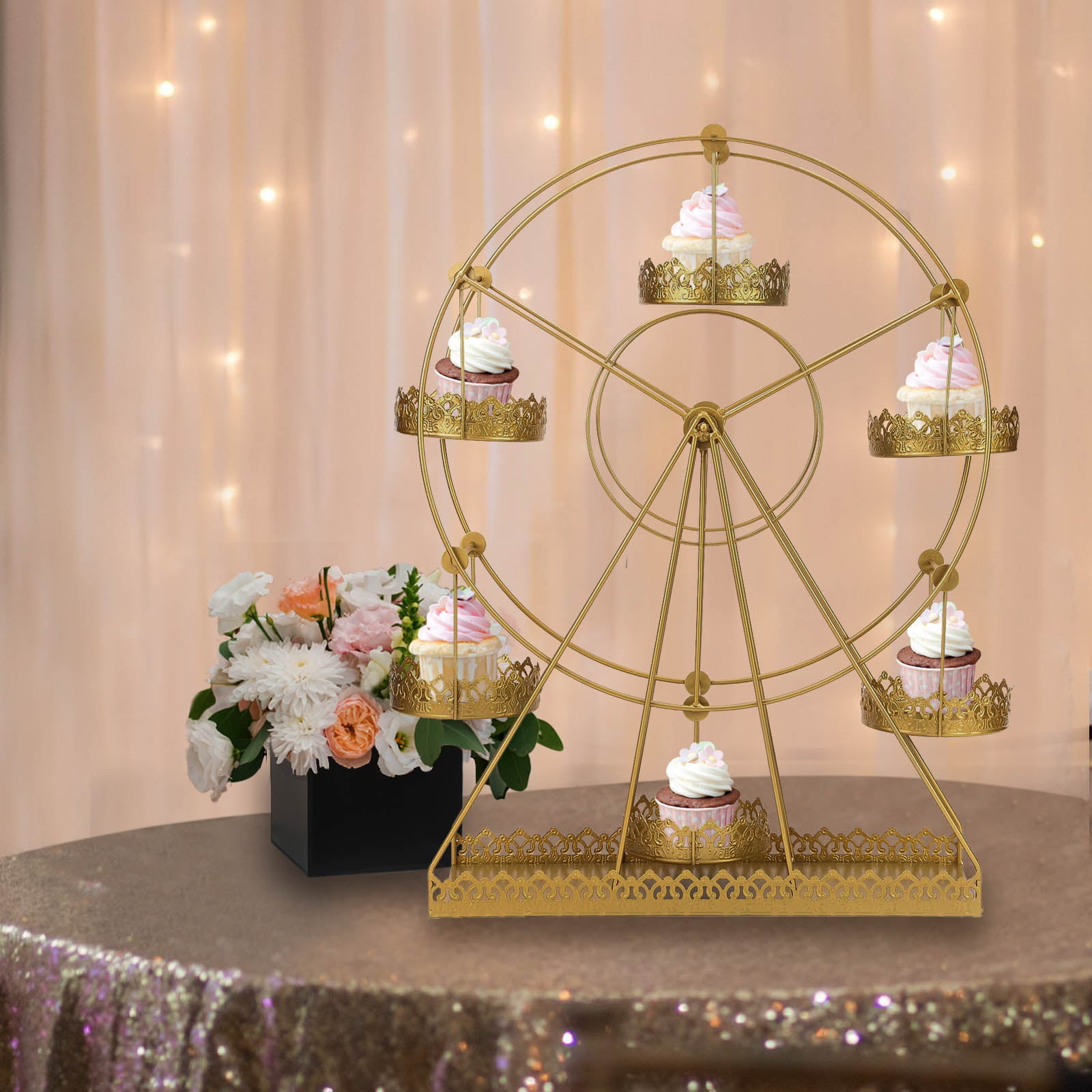 Efavormart 23" Gold Metal Rotating Large Ferris Wheel Dessert Cupcake