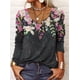 thumbnail image 4 of Camiseta Vintage con estampado de flores geométricas para mujer, blusa holgada elegante con botones y cuello en U para oficina, camisetas de moda para mujer para Otoño e Invierno, 4 of 4