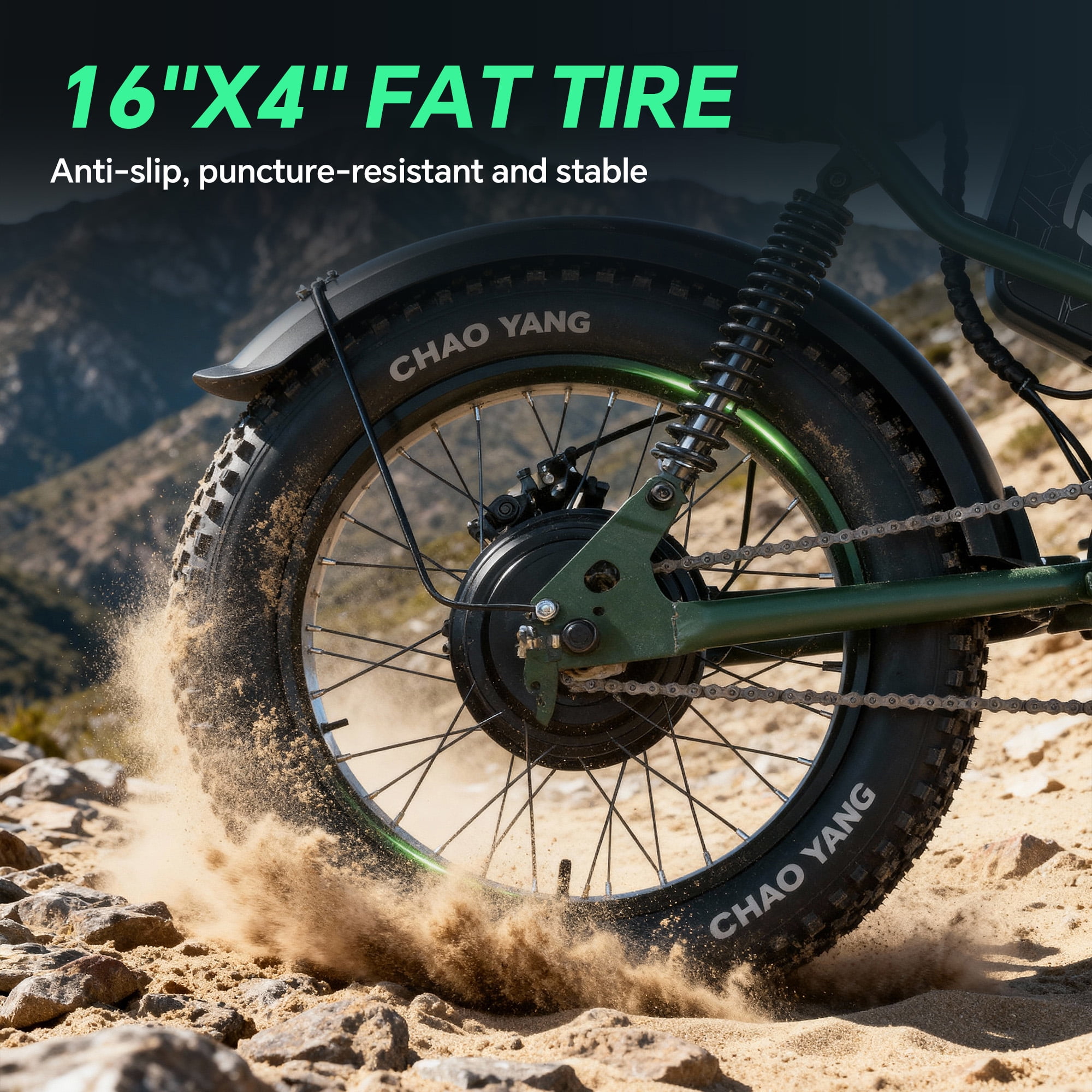 DRIFT.SLIDE Electric Mountain Bike for Adults, 28 mph, 1000w Peak Power, 48v 15ah, 16x4 Fat Tire