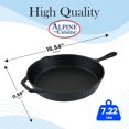 thumbnail image 3 of Alpine Cuisine Pre-seasoned Cast Iron Frypan 12-Inch - Black Cast Iron Frypan - Durable, Heavy Duty Cooking Pans - Multipurpose Use Kitchen Pans, 3 of 8