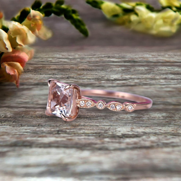 Pink moissanite rose gold engagement rings deals