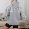 thumbnail image 2 of Oversize Hoodie for Women Fall Winter Letter Print Pullover Tops Long Sleeve Sweatshirt with Pockets Gray M, 2 of 6