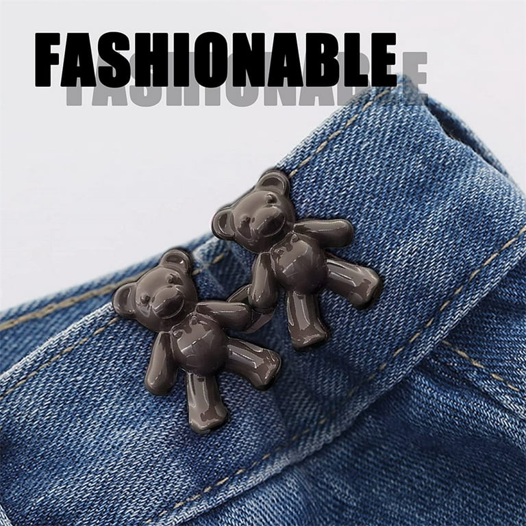 2 Pcs Jean Button Pins, Adjustable Waist Buckle for Loose Jeans Pants,  Detachable Jean Button Pin
