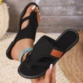 thumbnail image 4 of Flip Flops for Women Mesh Gladiator Flat Sandals Solid Color Strappy Slip on Beach Shoes Casual Slides Black Size 6.5, 4 of 6