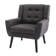thumbnail image 3 of Modern Soft Linen Material Ergonomics Accent Chair Living Room Chair Bedroom Chair Home Chair With Black Legs For Indoor Home, 3 of 7