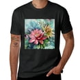 thumbnail image 2 of Wuche Cactus plant succulent flowers pink flowers, designed shirt, artistic display, T-shirt lover gift casual breathable men, women, boys, girls, children Black, 2 of 4