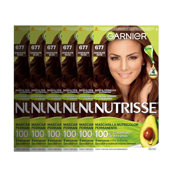 Garnier, Paquete De 6 Tintes Nutrisse Tono 677 Chocolate Silvia