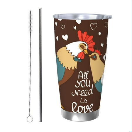 

Goofa Rooster And Chicken for 20 oz Skinny Tumbler Stainless Steel Coffee Mug Slim Vacuum Insulated Travel Cup Car Cup-Straw Two-piece Set