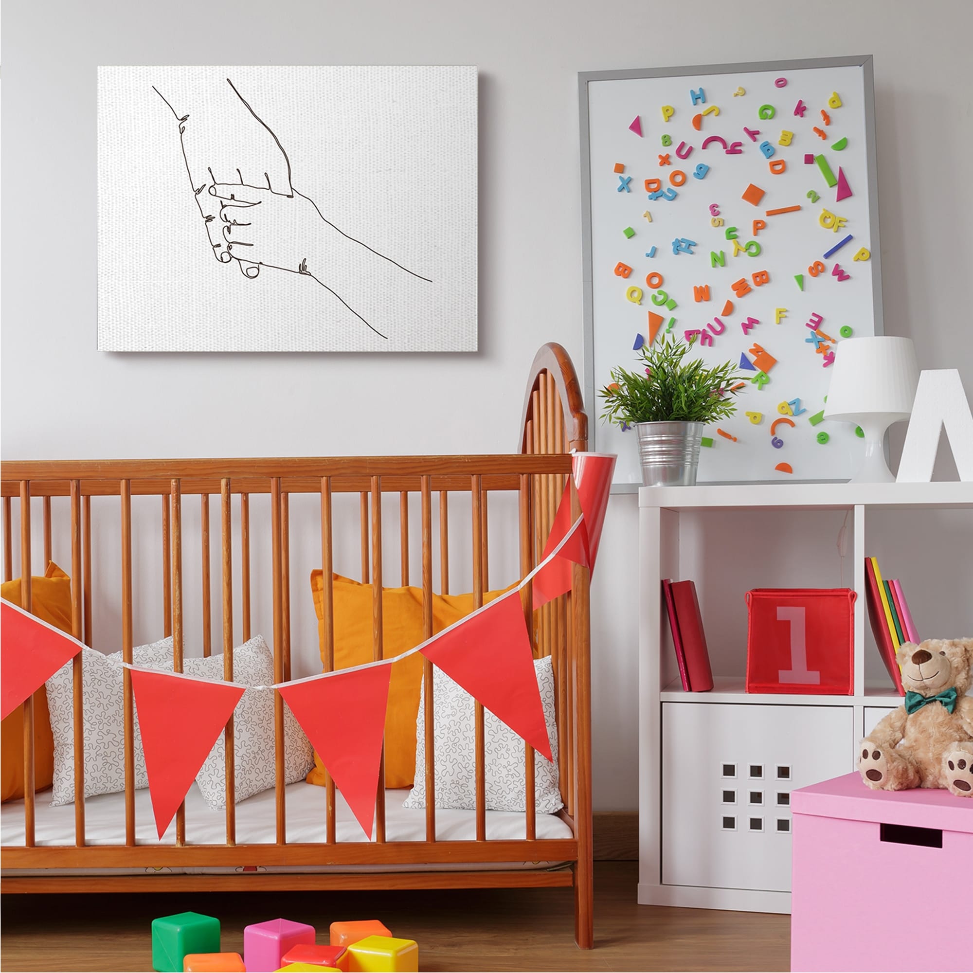 Stupell Family Holding Hands Pose Minimal Linework Canvas Wall Art 30 x 40