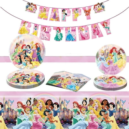 42pcsBirthday party supplies cutlery set, including 20 plates, 20 napkins, 1 piece of paper, 1 birthday party banner, and 1 birthday party decorative tablecloth