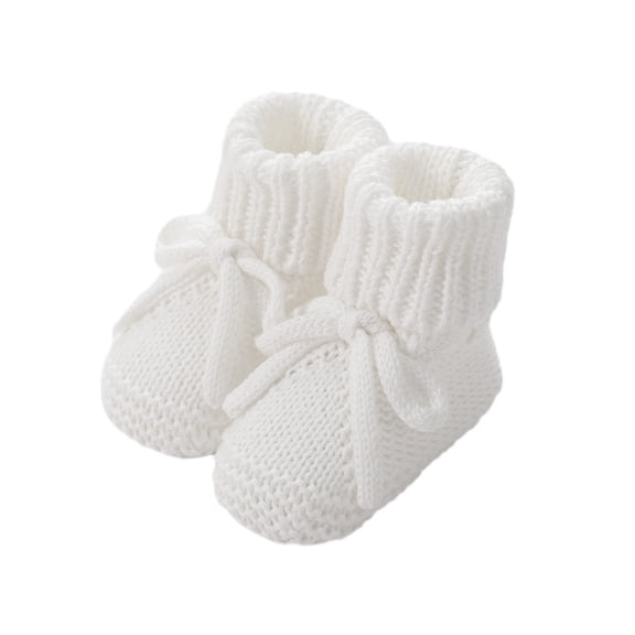 OOOUM Newborn Knit Booties Soft Sole Non-slip Breathable Knit Baby Sock Shoes Bow Tie Infant First Walkers