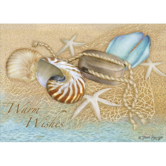 LPG Greetings Sea Treasures: Box of 18 Joan Beiriger Tropical Beach Christmas Cards