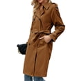 thumbnail image 5 of Double Breasted Spring Fall Women Solid Color Lapel Long Casual Trench Coat, 5 of 6