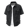 thumbnail image 2 of Kalauyu Short Sleeve Button Down Shirts for Men Turn Down Collar with Chest Pocket Lightweight Quick Dry Outdoor Work Shirts, 2 of 5