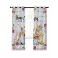 thumbnail image 7 of Easter Rabbits Blackout Curtains for Bedroom, Cute Bunny Faisy Leaf Eggs Spring Colorful Plaid Thermal Insulated Kitchen Drapes with Grommets, Light Blocking Window Treatment, 2 Panels 42" x 84", 7 of 7