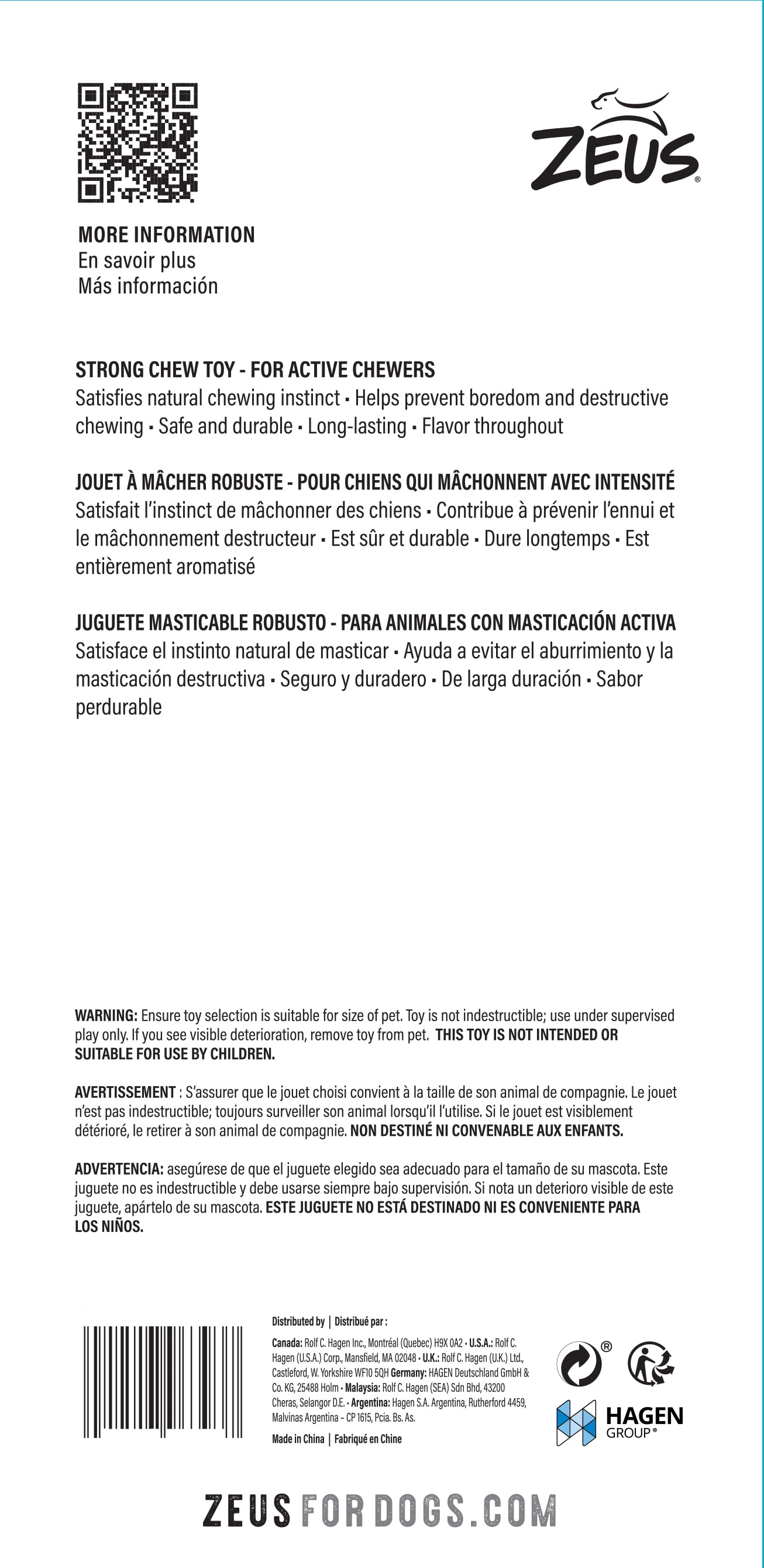 Os à mâcher robuste Nosh Zeus pour chiens, arôme de bœuf et de fromage