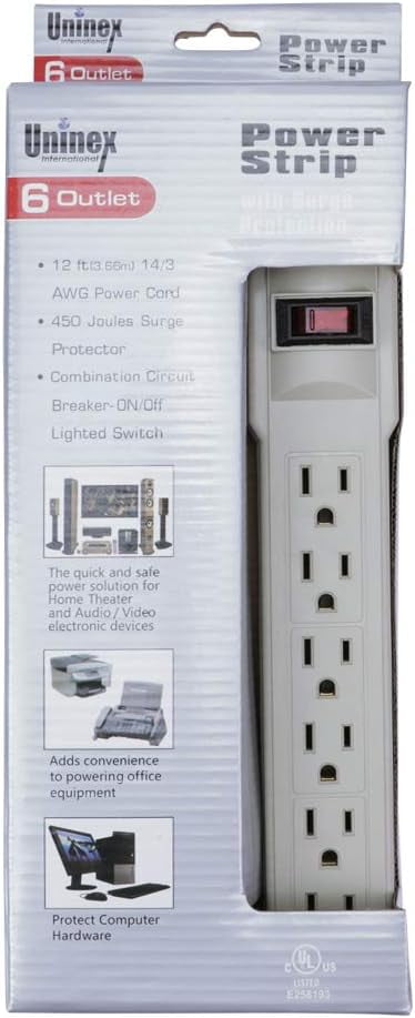 6-Outlet Surge Protector Power Strip by Uninex