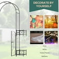 thumbnail image 3 of Outsunny 7' Metal Garden Arbor, Garden Arch with Gate, Scrollwork Hearts, Latching Doors, Planter Boxes for Climbing Vines, Ceremony, Weddings, Black, 3 of 9