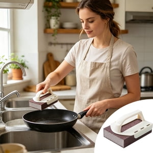 Openpig Replaceable Poignée d'éponge de diamant pour fond de pot Outil puissant de nettoyage de cuisine supprime la saleté et la rouille