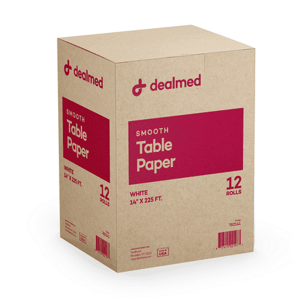 Dealmed Exam Table Paper 14” X 225  - Disposable  Smooth Paper for Medical Offices  Patternmaking  Tracing and More (12 Rolls)