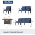 thumbnail image 2 of Kullavik Aluminum Patio Furniture Set,6 Pieces 9 Seat Metal Outdoor Furniture Conversation Set w/45 Propane Gas Fire Pit,Navy, 2 of 6
