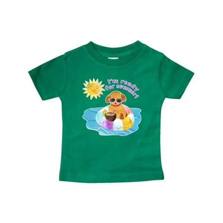 

Inktastic I m Ready for Summer Puppy in Pool with Drink Gift Baby Boy or Baby Girl T-Shirt