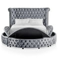 thumbnail image 2 of FOA Vriam 6pc Gray Fabric Bed Set-King+2 Nightstands+Chest+Dresser+Mirror, 2 of 10