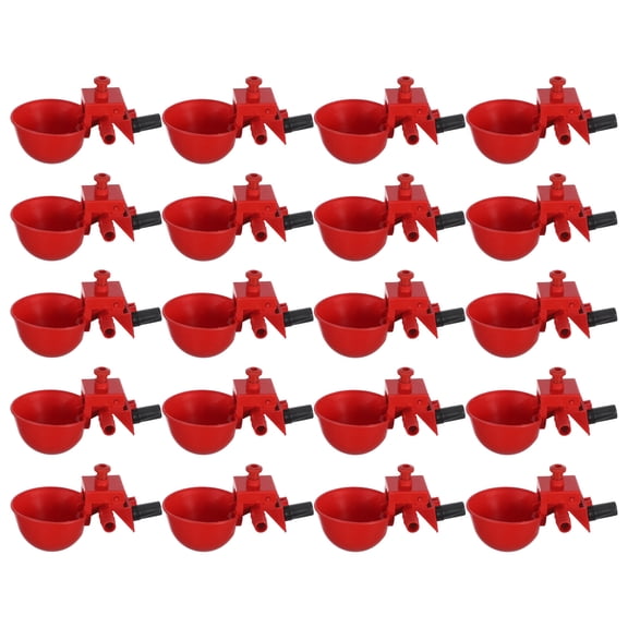 IBASETOY 20Pcs Automatic Red Bird Drinker Water Cups for Chicken Quail Pigeon Poultry Use