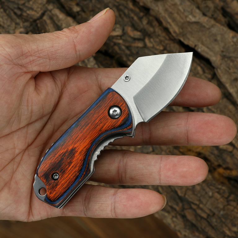 2.75 Closed Mini Folding Pocket Knife Red Wood Handle for Everyday Ca –  Dispatch Knives