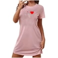 thumbnail image 2 of Camisón corto de San Valentín para mujer, talla grande, estampado en el pecho, cuello redondo, manga corta, 2 of 3