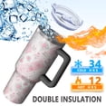 thumbnail image 5 of 40oz Pioneer Flower Floral Print Pattern Insulated Tumbler with Handle, BPA-Free Leak Proof Lid and Straws, Double Wall Vacuum, Hot 12h/Cold 34h, 5 of 6