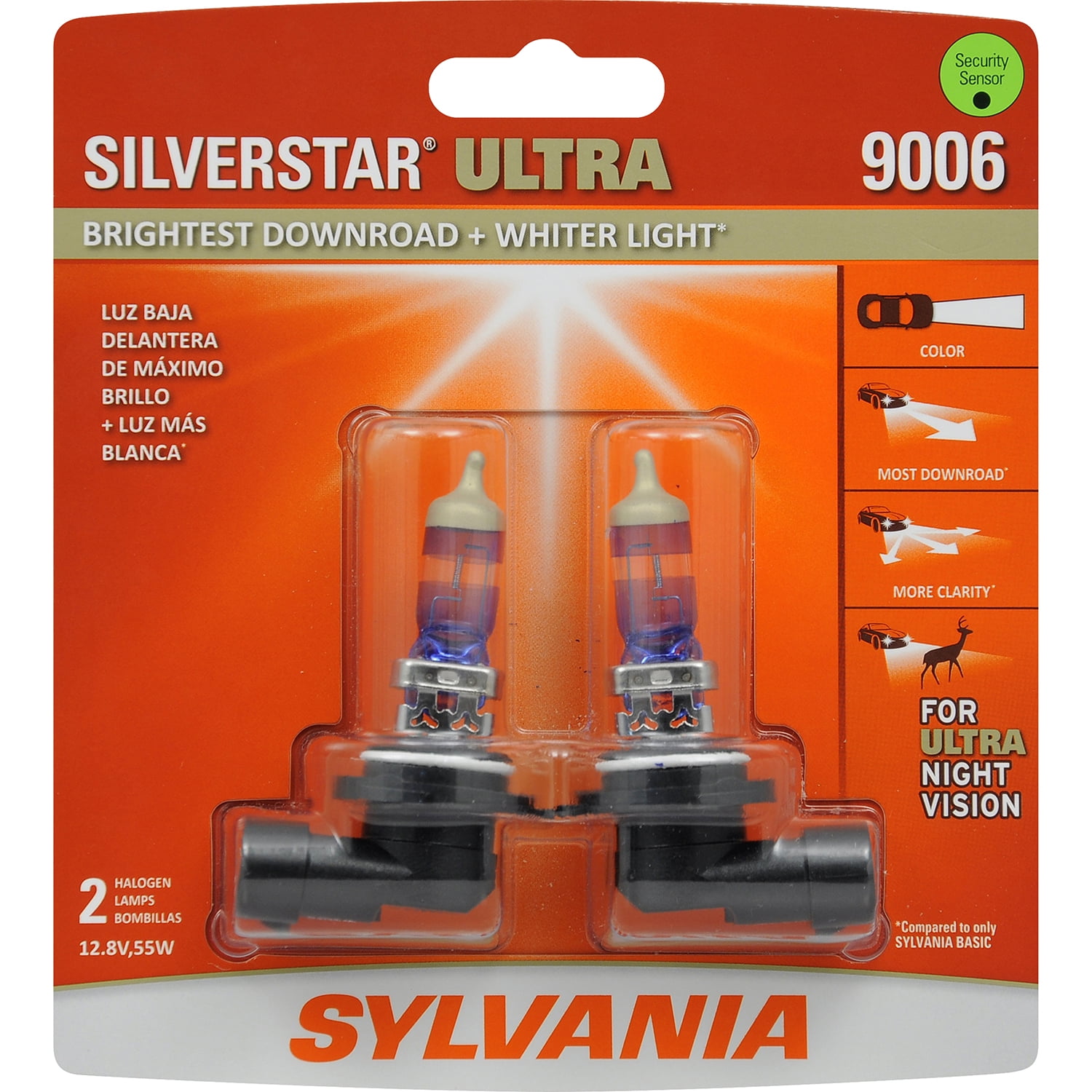 sympathie vieren oorlog Sylvania 9006 SilverStar Ultra Halogen Headlight Bulb, Pack of 2. -  Walmart.com