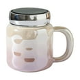 thumbnail image 2 of HengDidi 450ml Ceramic Mug with Lid, Beautiful Coffee Cup for Home Office, Sturdy Handle Design, Durable and Stylish in Multiple Colors, 2 of 7
