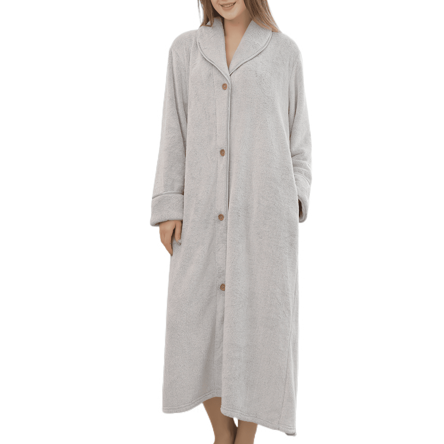 Homgro Women's Long Bathrobe Ladies Fuzzy Fleece Plush Robe Soft Winter