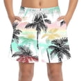thumbnail image 2 of Hipsteret Boys' Quick-Dry Swim Shorts with Palm Tree Print, Athletic Board Shorts for Beach, 5" Inseam with Elastic Waist, Polyester Spandex,Size 12-13T, 2 of 8