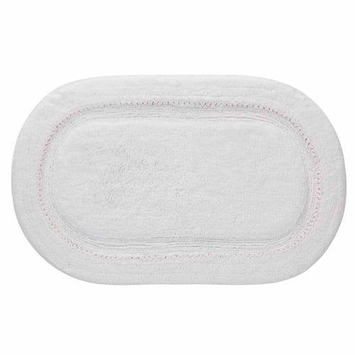 Ruffles Oval Bath Rug, White, 1'9" x 2'4"