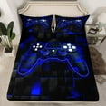 thumbnail image 2 of Manfei Neon Gamepad Full Size Sheets,Modern Geometric Square Bed Sheets,Blue Black Sheet Sets For Boys Kids,Super Cozy Bedroom Decor,4pcs, 2 of 7