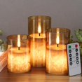 thumbnail image 1 of Velas sin llama VIODAIM Ice Crystal, cristal de cera real, dorado, paquete de 3, 1 of 7