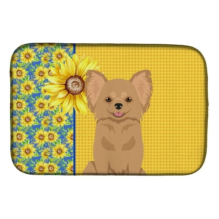 

Summer Sunflowers Longhaired Gold Chihuahua Dish Drying Mat 14 in x 21 in
